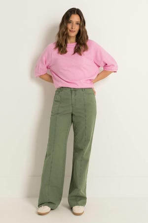 high waist flared jeans kaki