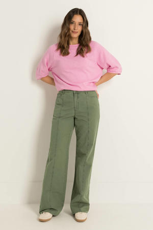 high waist flared jeans kaki