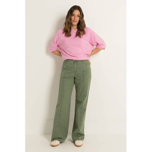 CLAUDIA BY CLAUDIA STRÄTER high waist flared jeans kaki afbeelding