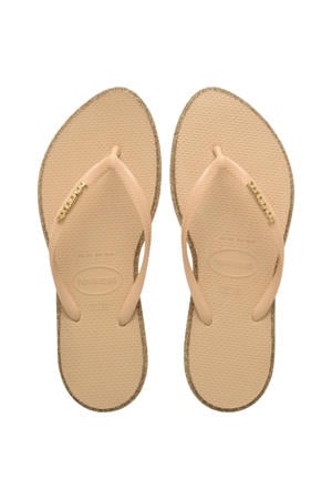 Slim Point Glitter teenslippers met glitters goud