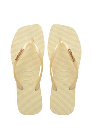 Slim Square Logo Metallic teenslippers - lichtgeel
