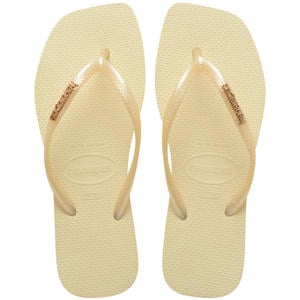 Slim Square Logo Metallic teenslippers - lichtgeel