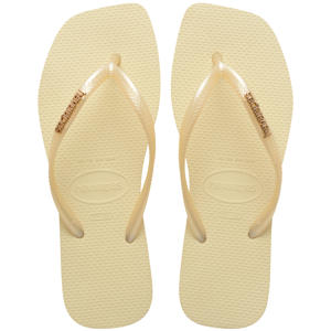 Slim Square Logo Metallic teenslippers - lichtgeel