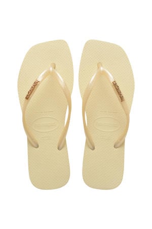 Slim Square Logo Metallic teenslippers - lichtgeel