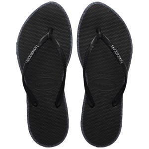 Slim Point Glitter teenslippers zwart