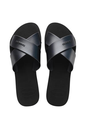 Aqua Metallic slippers zwart