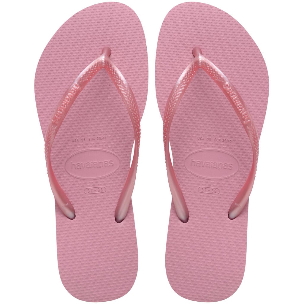Roze dames Havaianas Slim teenslippers van rubber