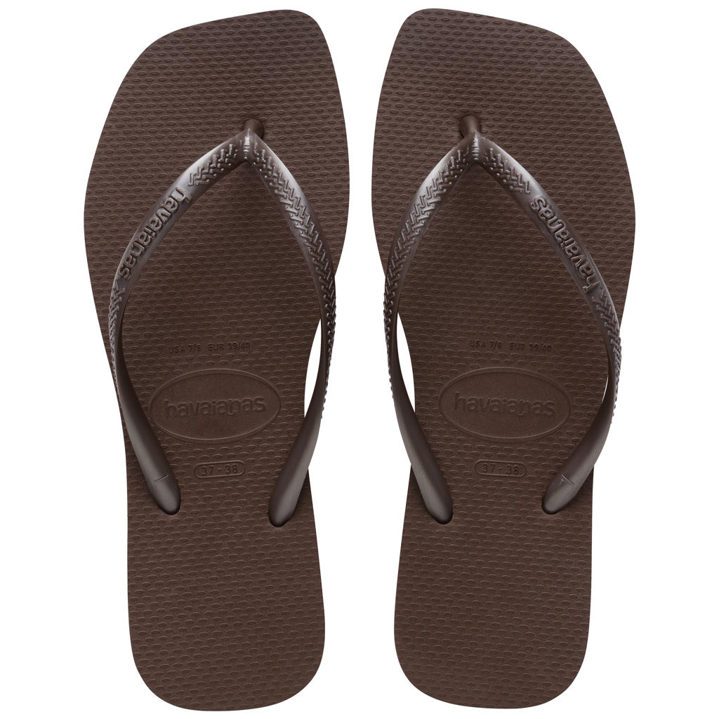 Donkerblauwe dames Havaianas Slim Square slippers van rubber