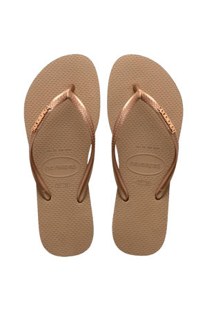 Slim Logo Metallic teenslippers roségoud