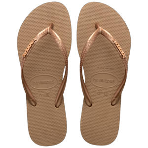 Slim Logo Metallic teenslippers roségoud