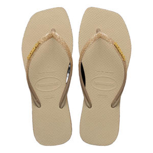 Slim Square Sparkle teenslippers - zand