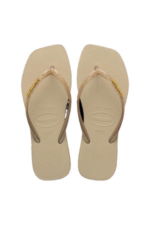 Slim Square Sparkle teenslippers - zand