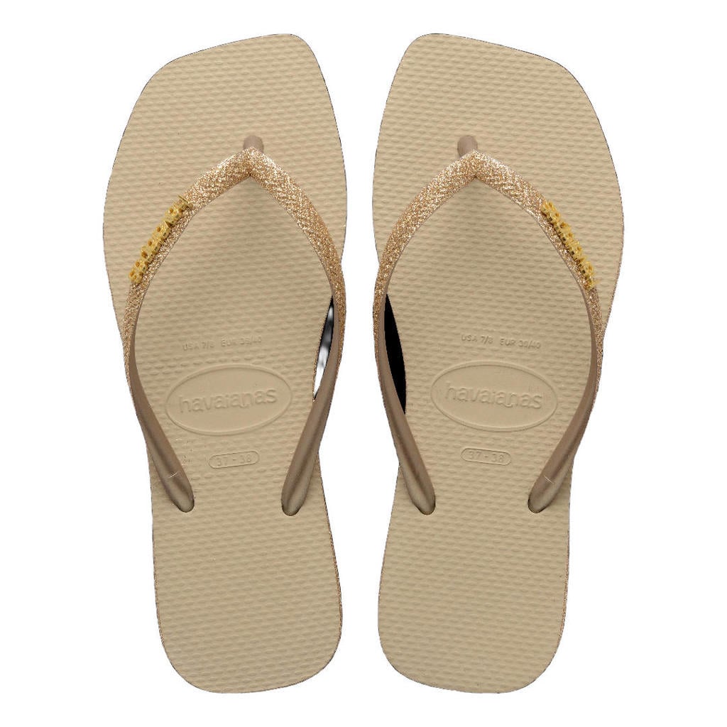 Havaianas Slim Square Sparkle teenslippers - zand