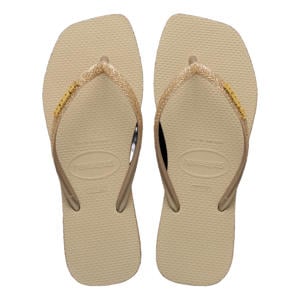 Slim Square Sparkle teenslippers - zand