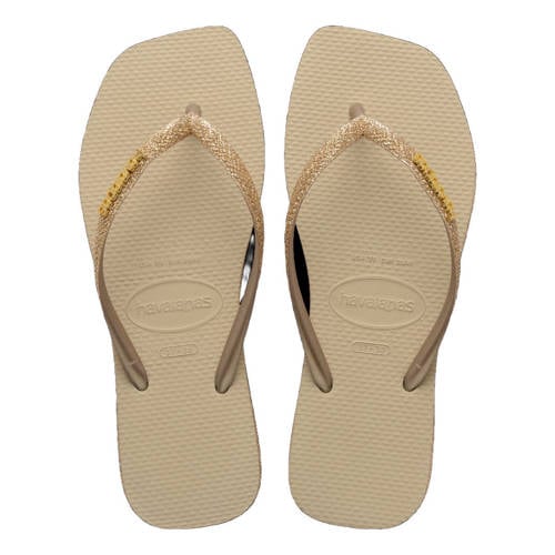 Havaianas Slim Square Sparkle teenslippers zand