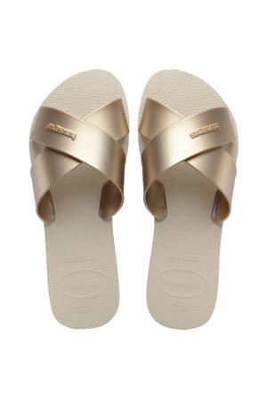 Aqua Metallic slippers goud