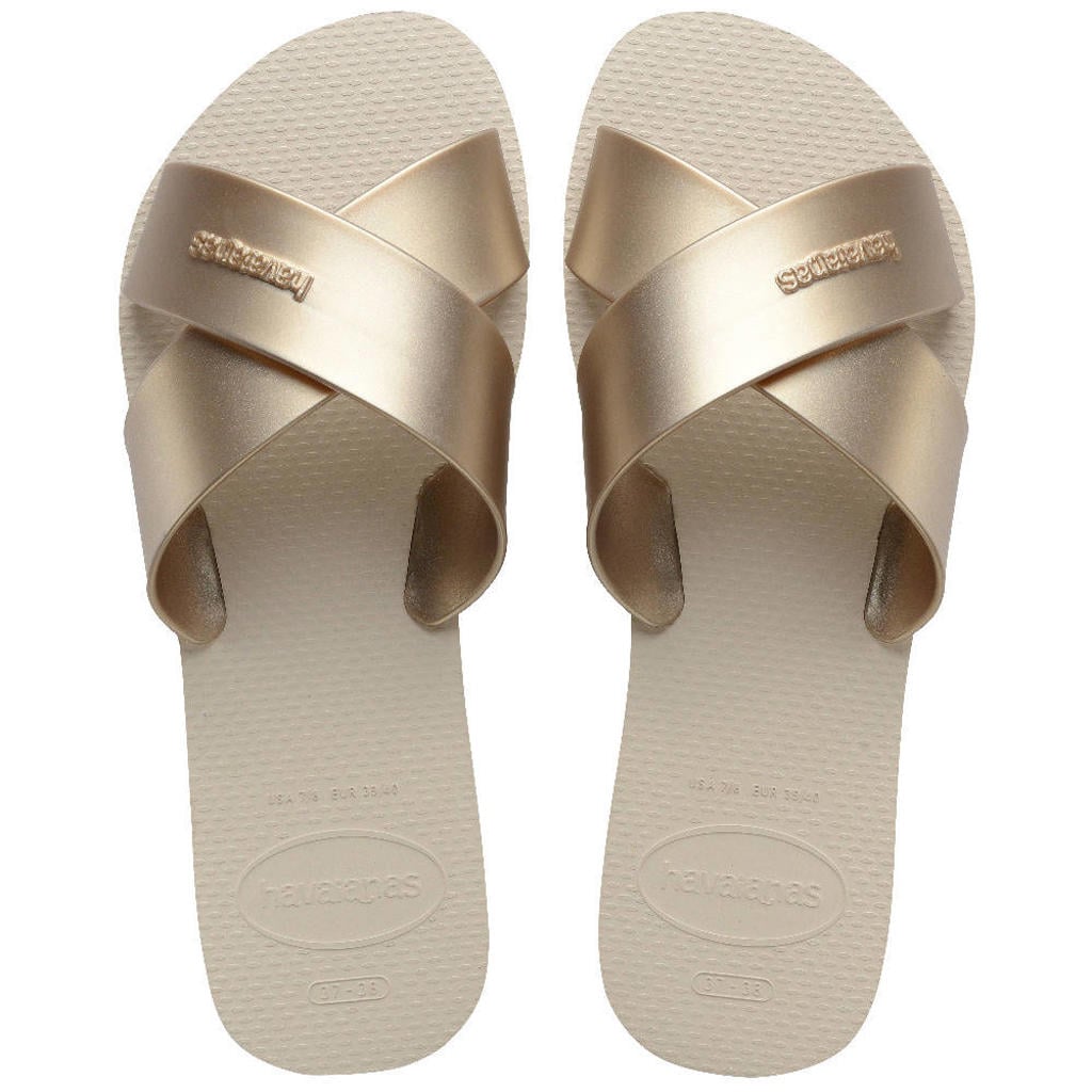 Gouden dames Havaianas Aqua Metallic slippers van rubber