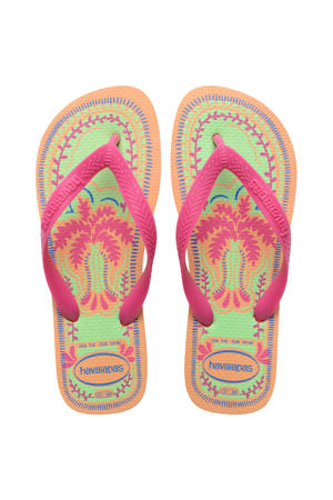 Top Summer Vibes teenslippers roze/groen