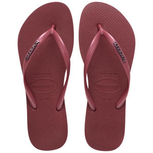 Slim Logo Metallic teenslippers aubergine