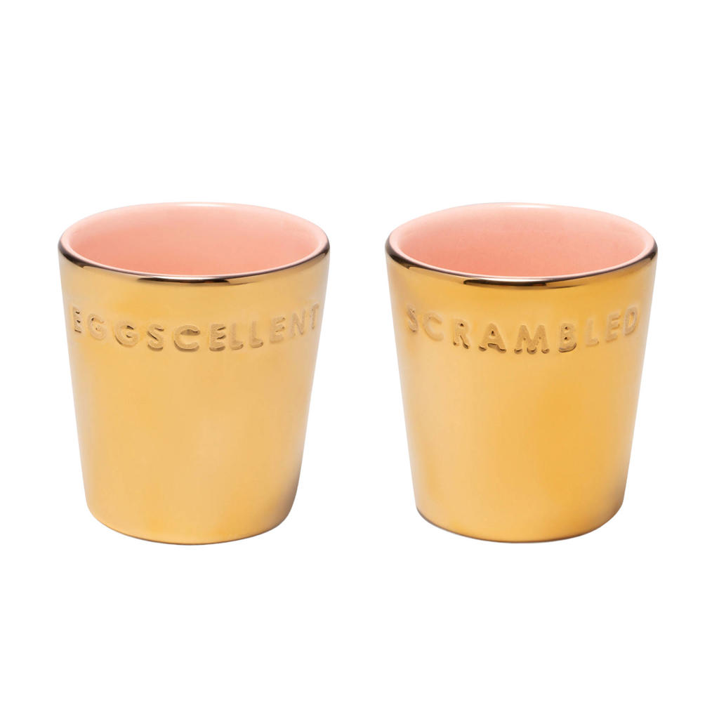 Vondels eierdopjes roze/goud
