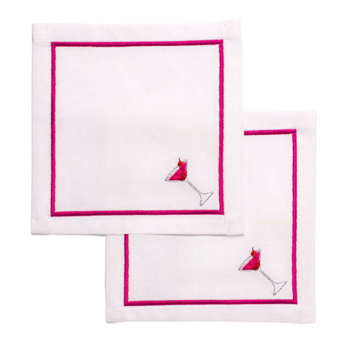 Vondels cocktail servet cosmopolitan white (set van 2) afbeelding