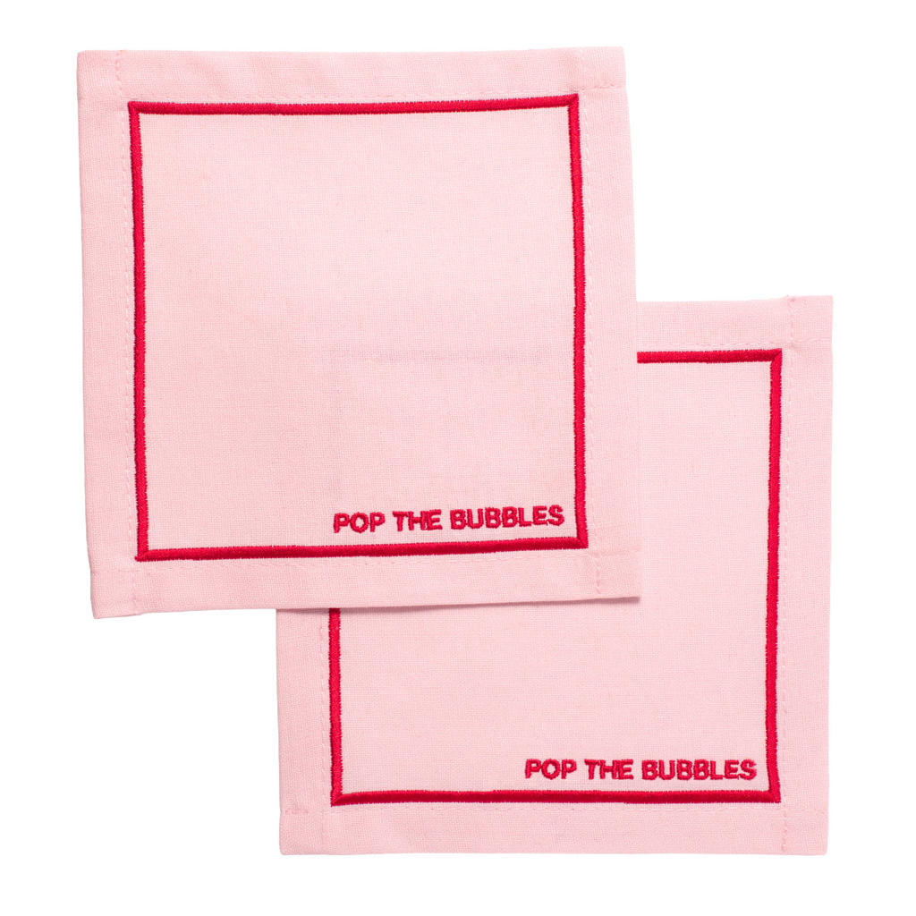 Vondels cocktail servet pop the bubbles pink (set van 2)