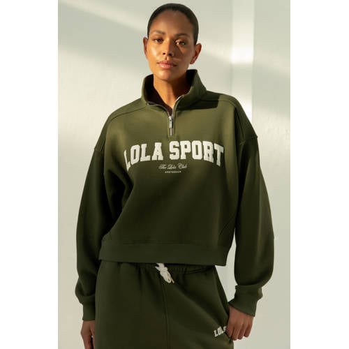 The Lola Club sweater Jayla Half Zip olijfgroen afbeelding