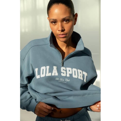 The Lola Club sweater Jayla Half Zip blauw afbeelding