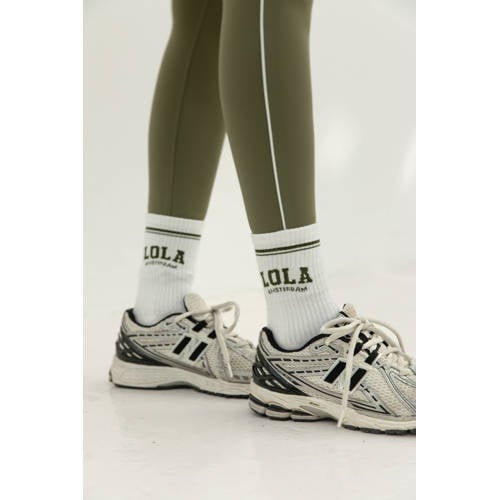 The Lola Club sokken - set van 2 wit/olijfgroen afbeelding