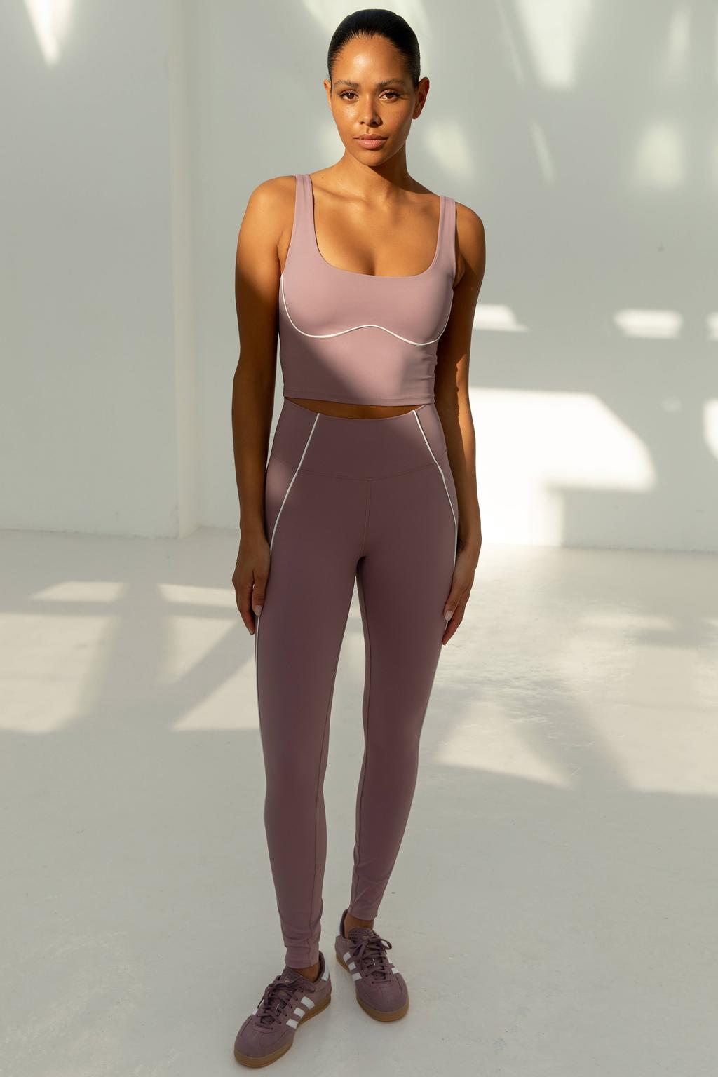 Oudroze dames The Lola Club sportlegging Alma van nylon met slim fit en regular waist