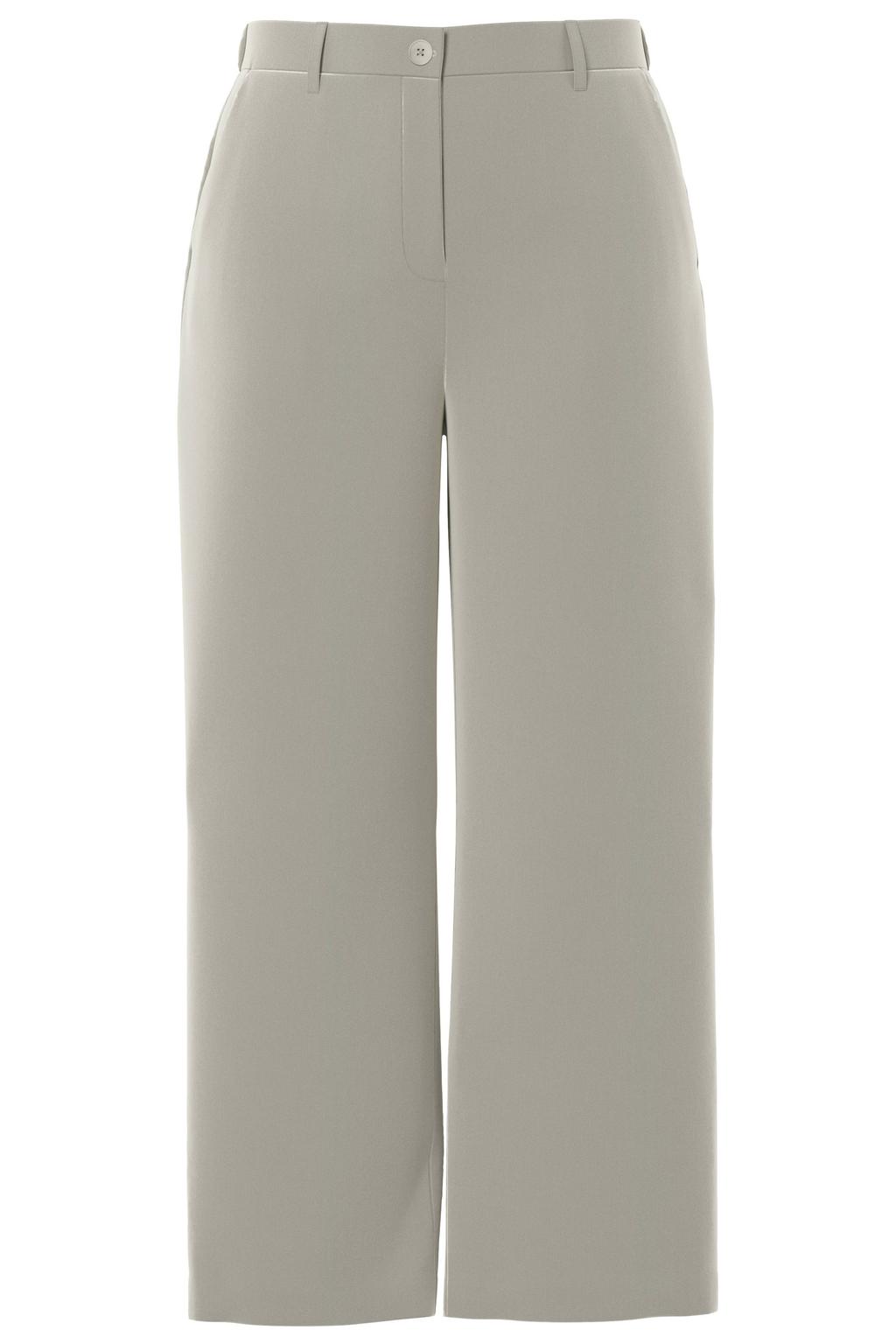 Grijze dames PIECES Curve wide leg high waist casual broek met rits- en knoopsluiting en effen