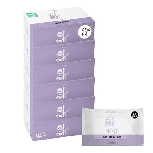 NAÏF Baby & Kids Plasticvrije Lotion Billendoekjes 48 pack afbeelding