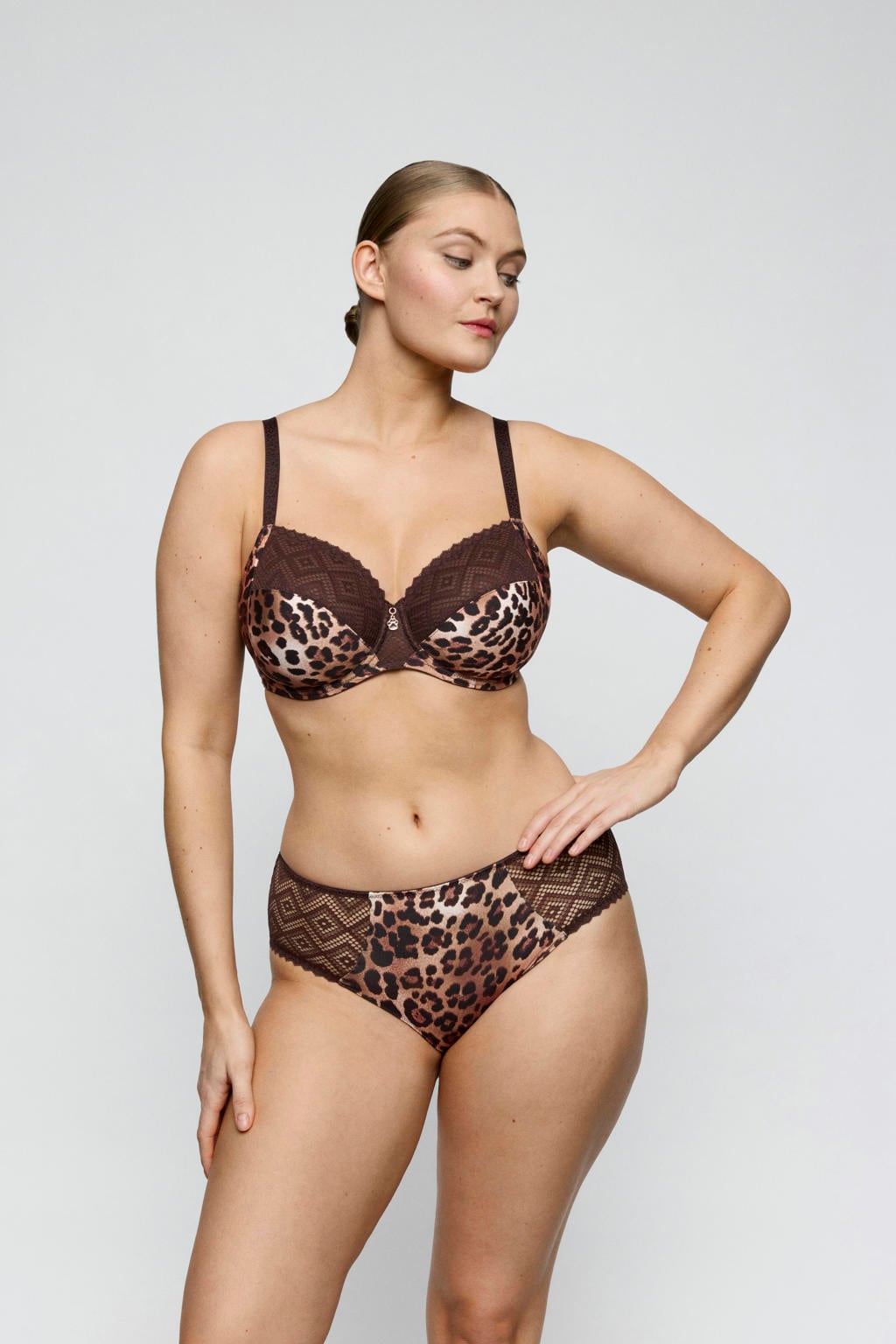 PrimaDonna Twist Giganni niet-voorgevormde beugel-bh met panterprint - bruin/beige