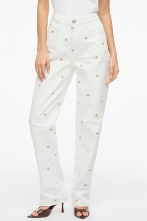high waist straight leg jeans wit