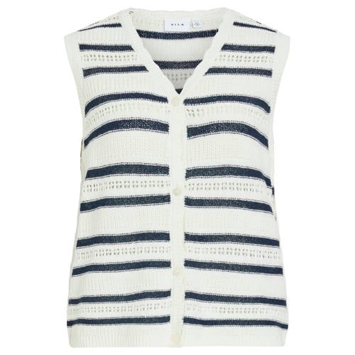 VILA gestreepte gilet wit gebreid afbeelding