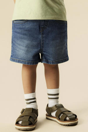straight casual short medium blue denim