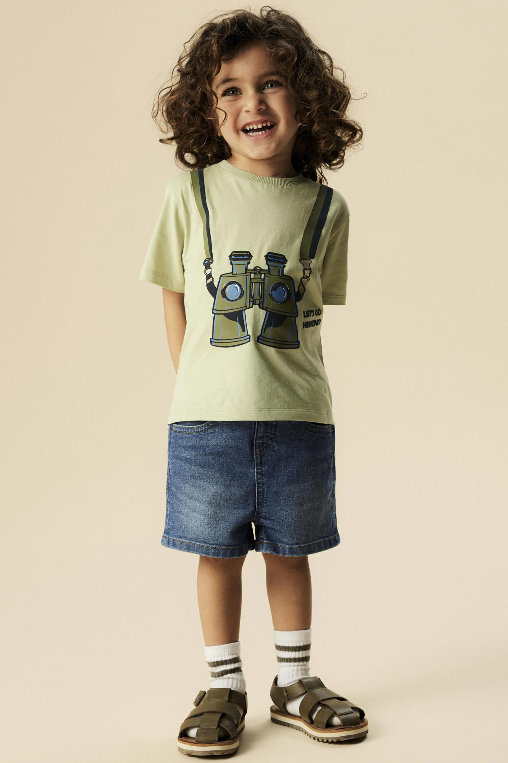Medium blue denim jongens NAME IT MINI straight short van denim met rits- en drukknoopsluiting en effen