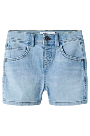 straight casual short light blue denim