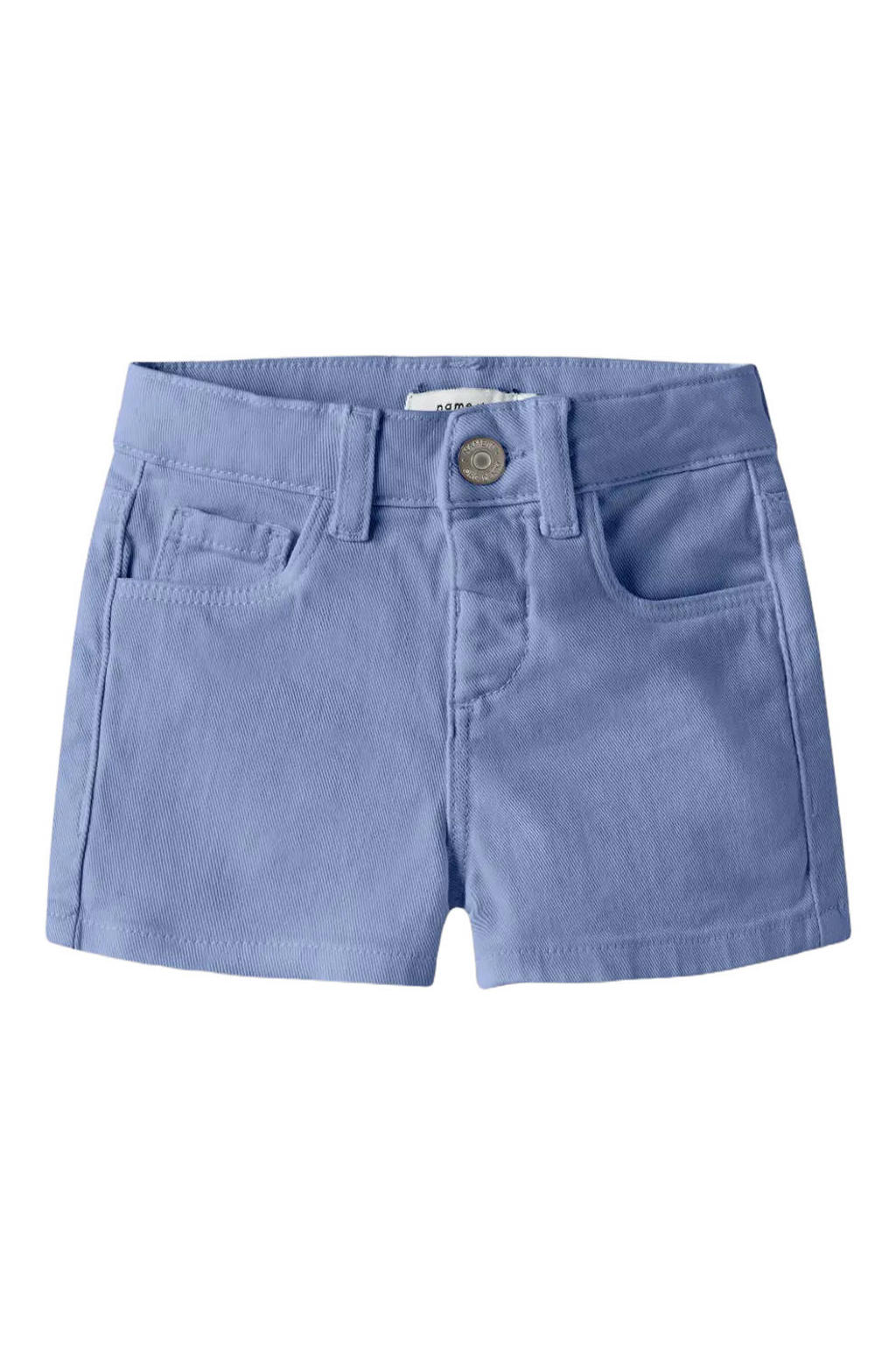 Lavendelkleurige meisjes NAME IT MINI straight short van stretchkatoen met effen