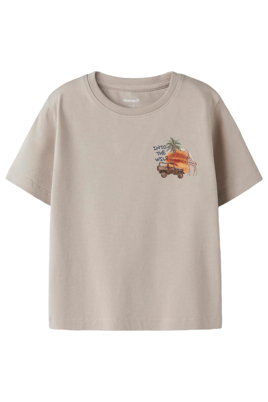 Grijze jongens NAME IT MINI T-shirt van stretchkatoen met backprint, korte mouwen en ronde hals