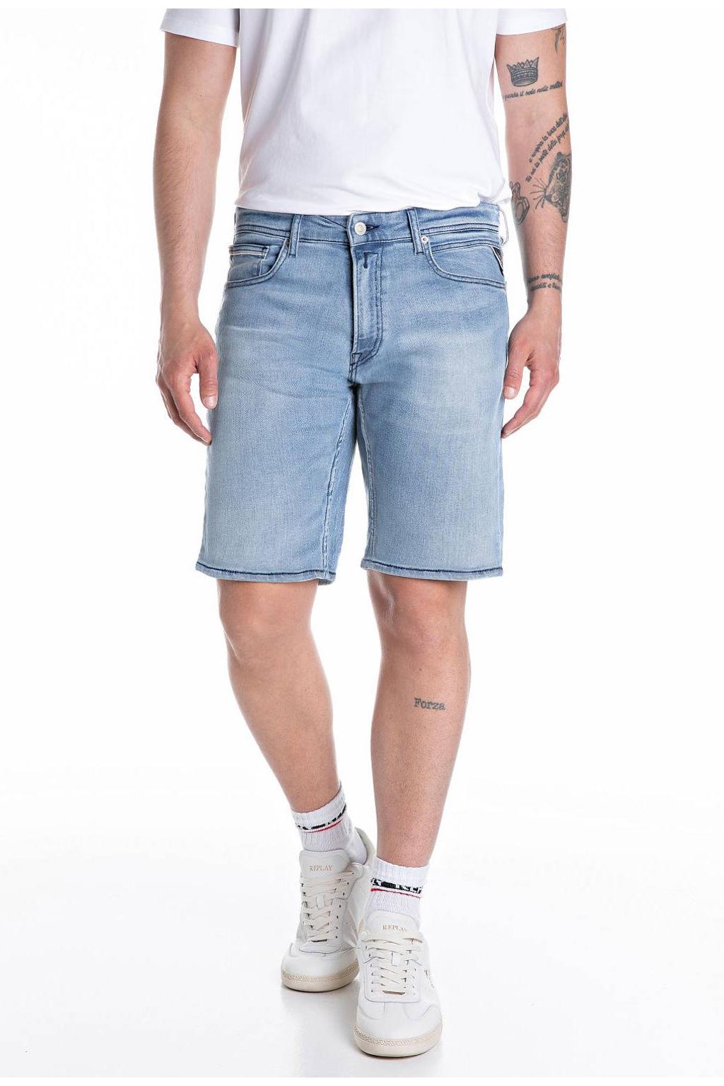 REPLAY denim straight short lichtblauw
