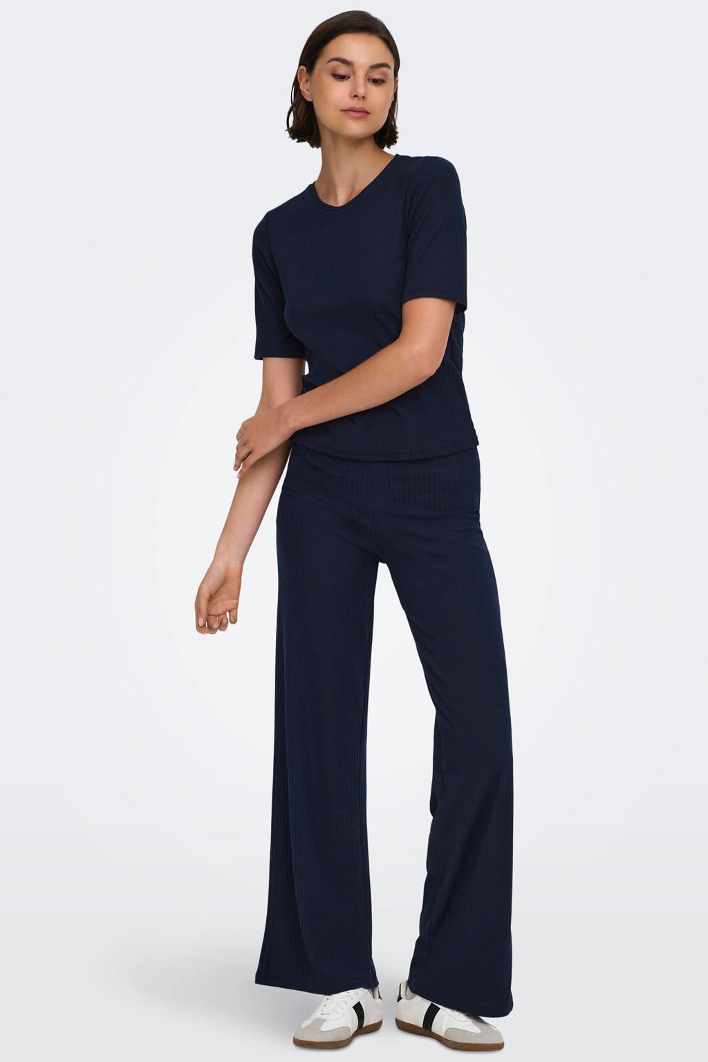 Donkerblauwe dames ONLY PLAY sportbroek Onpseren van polyester met loose fit en regular waist