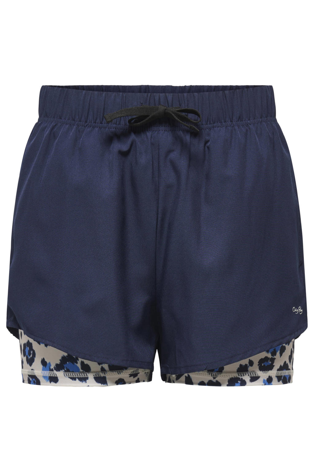 Donkerblauwe dames ONLY PLAY Onpfern-2 sportshort van polyester met regular fit, regular waist en trekkoorden