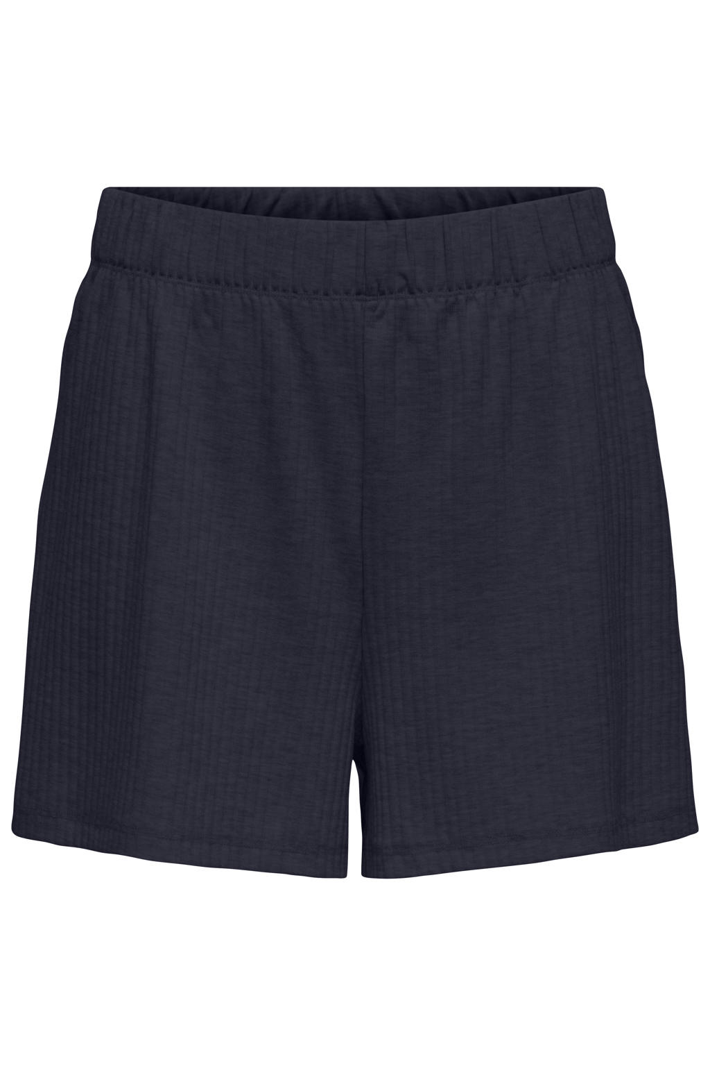 Donkerblauwe dames ONLY PLAY sportshort Onpseren Hw Rib Loose Shorts van polyester met regular fit, regular waist en elastische tailleband