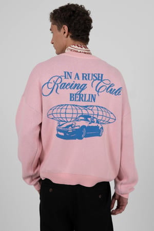 gebreide trui met backprint roze