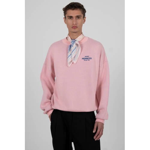 Prohibited gebreide trui met backprint roze afbeelding