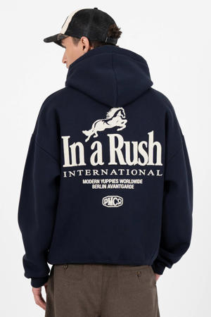 hoodie met backprint donkerblauw