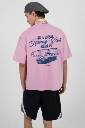 oversized T-shirt met backprint roze
