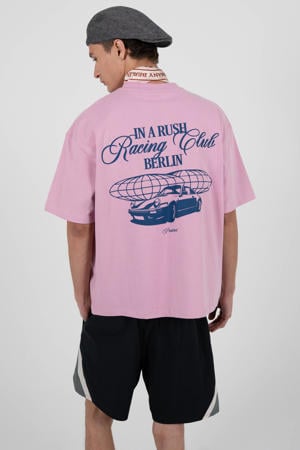 oversized T-shirt met backprint roze