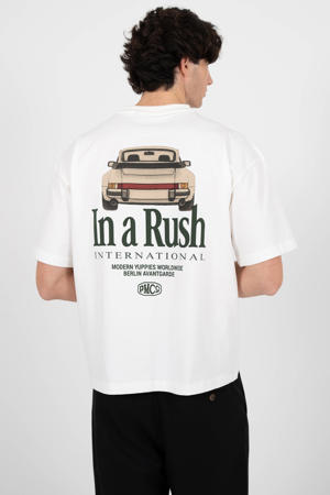 oversized T-shirt met backprint wit